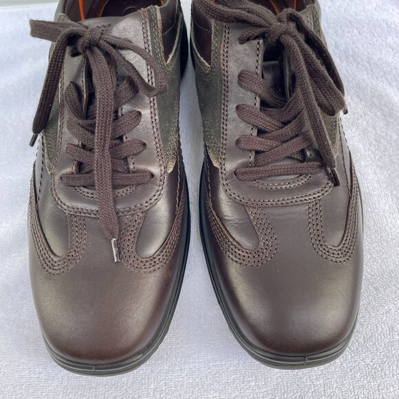 NWT ECCO Men's Brown Strike Tie Leather Suede Comfort Derby Shoes - Picture 3 of 10